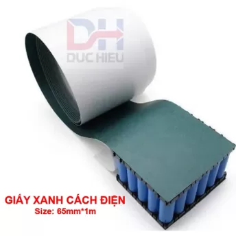Giấy xanh cách điện, cách nhiệt cho Pin. Bản 65 - 70 - 100 - 150 - 200 - 300mm sẵn keo dán